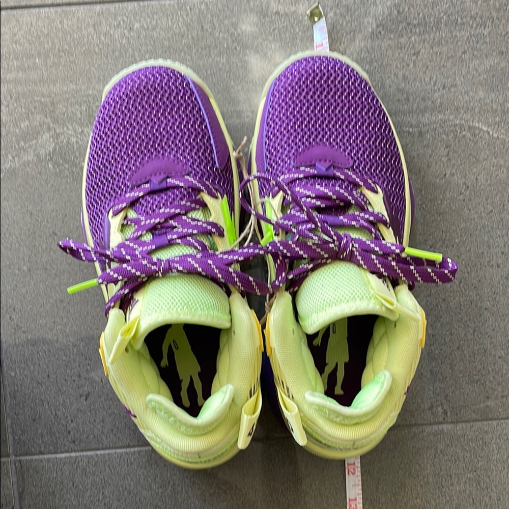 Kids Dame Lillard Purple and Green Basketball Athletic Shoes